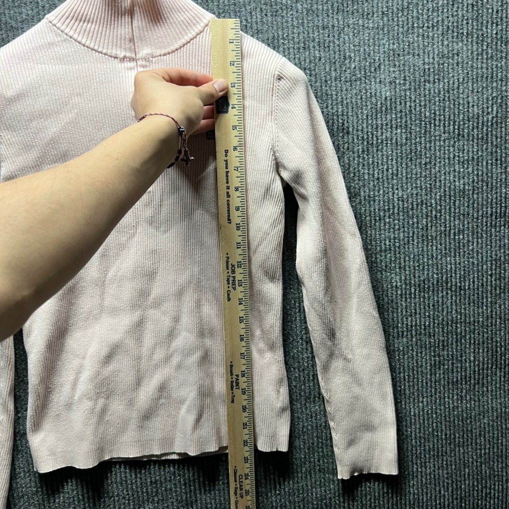 Polo Jeans Co Ralph Lauren Sweater Womens Large Pink Quarter Zip Ribbed Vintage - Picture 2 of 7